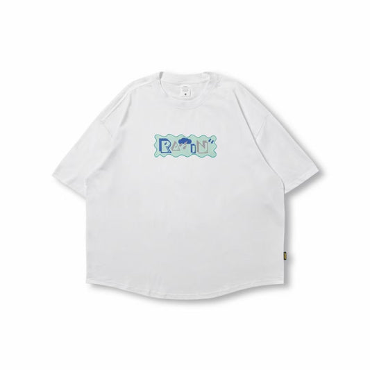 Rain Prinnt Loose Short Sleeve T-Shirt In White
