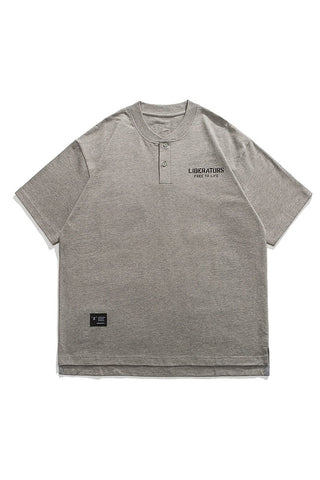 Half Open Collar T-Shirt In Grey