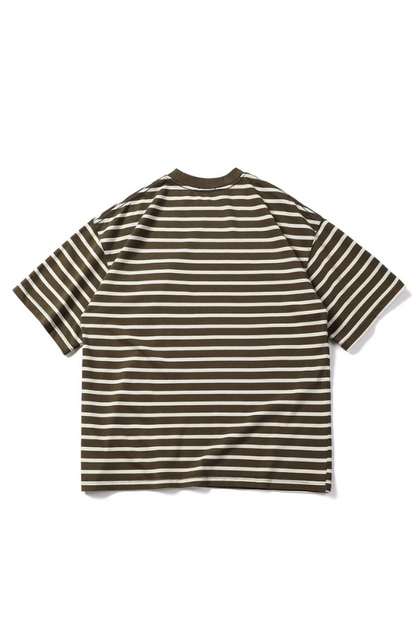 Stripe Chest Pocket Tee In Green