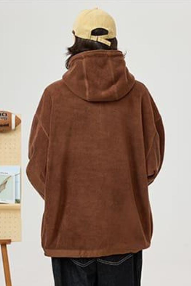 棕色嬰兒抓絨連帽衫
