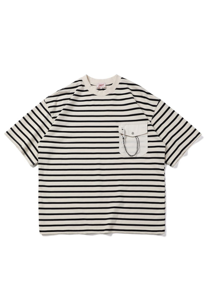 Stripe Chest Pocket Tee In White