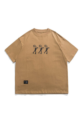 India Pattern Short Sleeve T-Shirt In Khaki