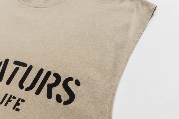 Liberaturs Printed Vest Tee In Light Khaki
