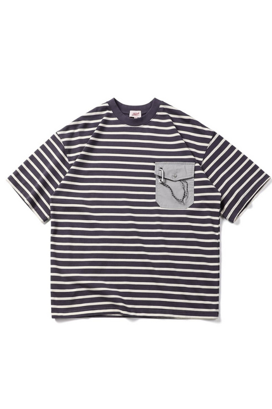 Stripe Chest Pocket Tee In Black