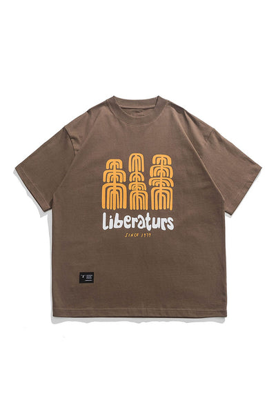 Liberaturs Printed Short Sleeve T-Shirt In Brown