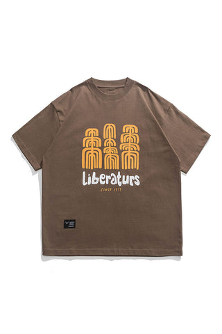 Liberaturs Printed Short Sleeve T-Shirt In Brown