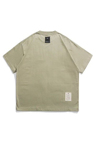Round Neck Short Sleeve T-Shirt In Green Tea