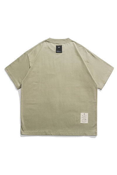 P Print Short Sleeve T-Shirt In Green Tea