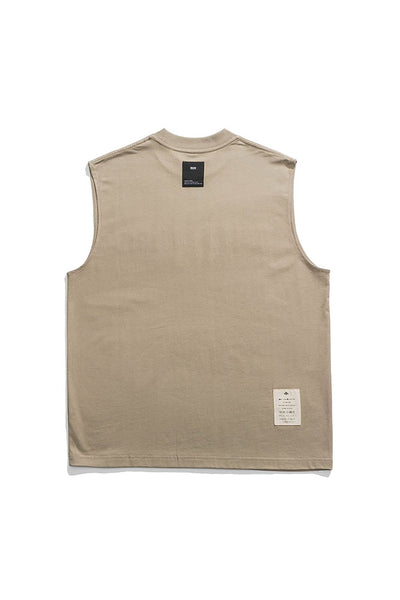Liberaturs Printed Vest Tee In Light Khaki