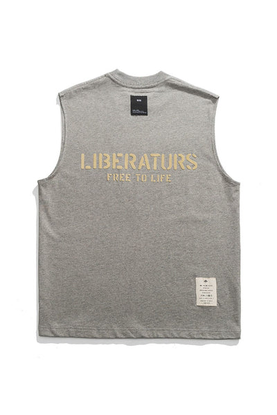 Logo Printed Vest Tee In Grey