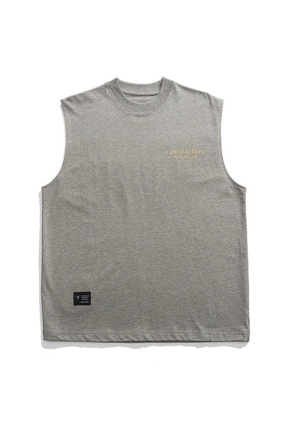 Logo Printed Vest Tee In Grey