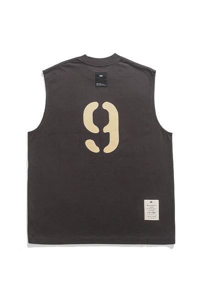 Logo Printed Vest Tee In Dark Grey