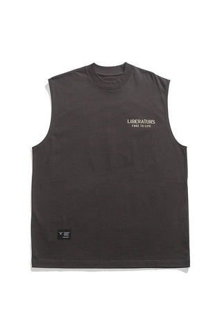 Logo Printed Vest Tee In Dark Grey