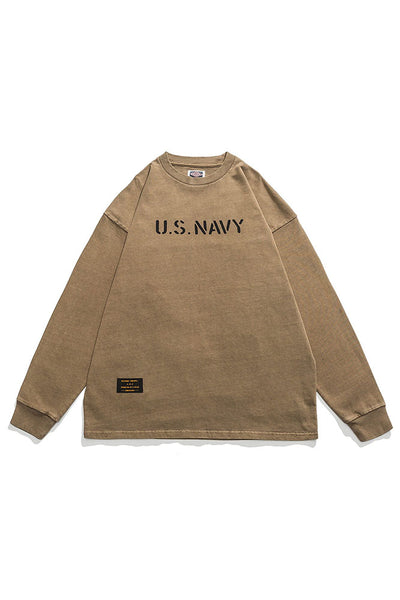 U.S.Navy Print Washed T-Shirt