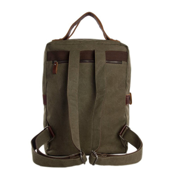 Canvas Leather Backpack School In Blue BA-0012-BU