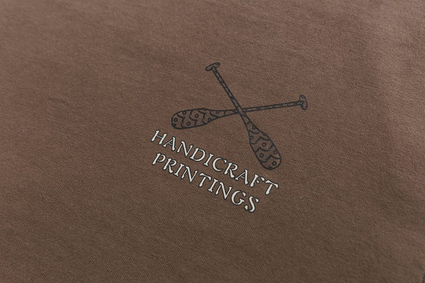 Mountain Kayak Pattern Short Sleeve T-Shirt In Brown