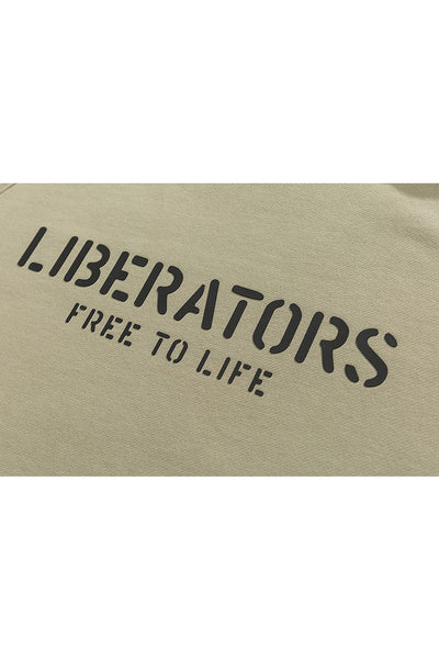 Liberators Print Hoodies with back In Khaki
