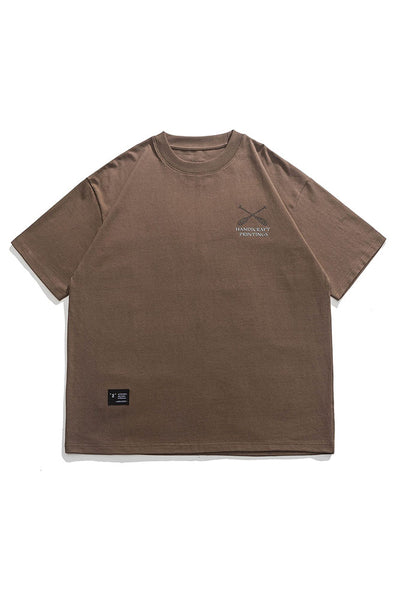 Mountain Kayak Pattern Short Sleeve T-Shirt In Brown