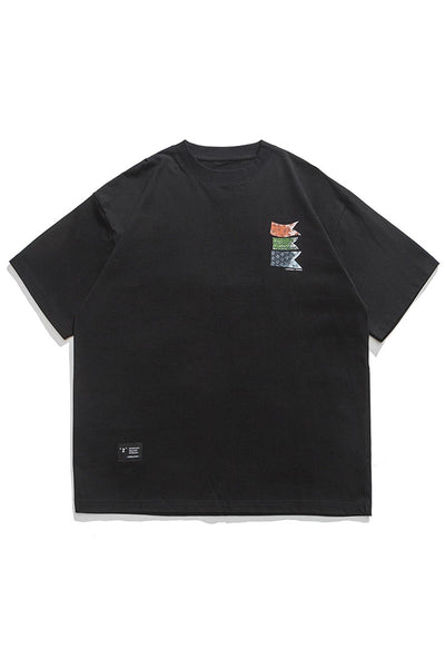 Mountains Banner Short Sleeve T-Shirt In Black