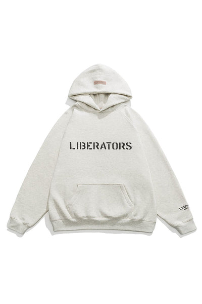 Liberators Print Hoodies In Grey