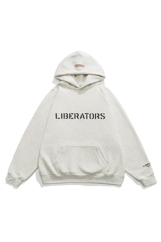 Liberators Print Hoodies In Grey