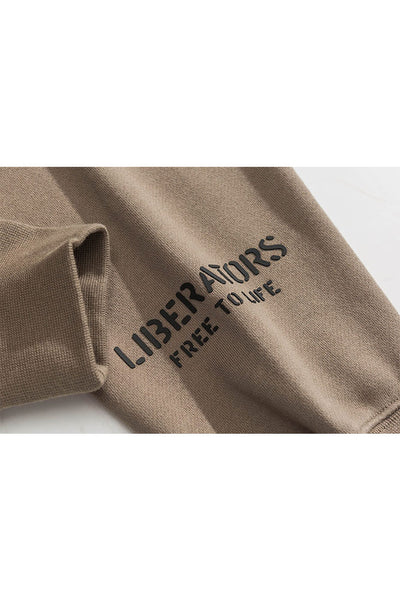 Liberators Print Hoodies In Grey