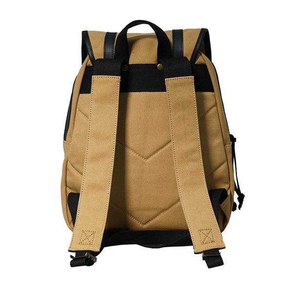 Canvas Leather Backpack In Khaki