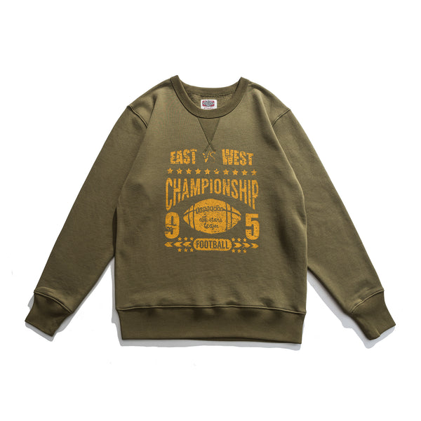 Vintage Printed Sweatshirt In Army Green