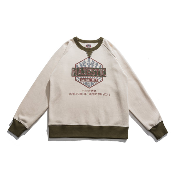 Vintage Printed Sweatshirt With 2-Tone In Ivory