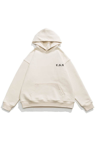 U.S.N Print Hoodies In Ivory