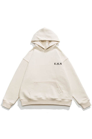 U.S.N Print Hoodies In Ivory