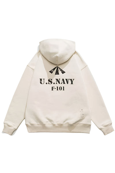 U.S.N Print Hoodies In Ivory