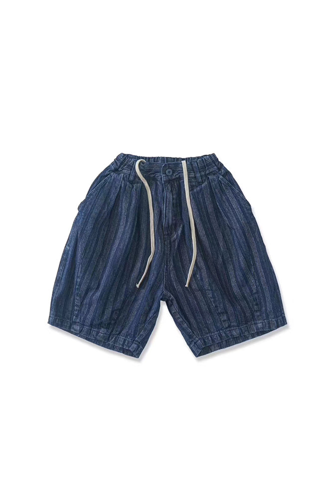 Stripe Denim Balloon Shorts