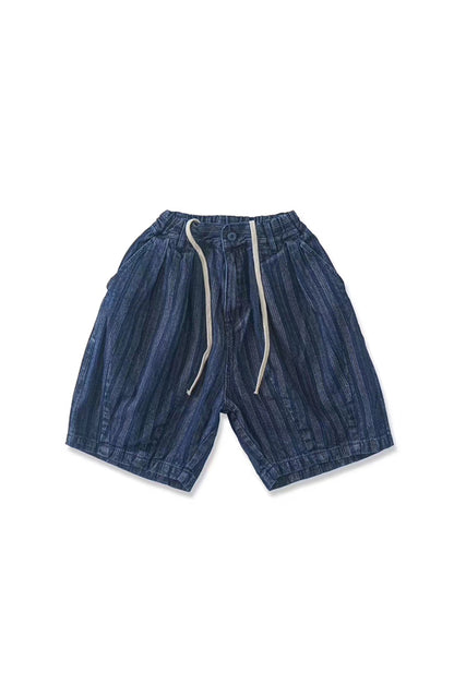 Stripe Denim Balloon Shorts