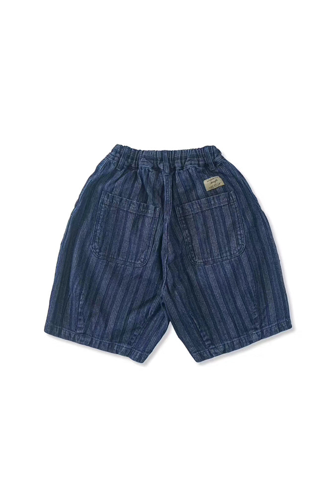 Stripe Denim Balloon Shorts
