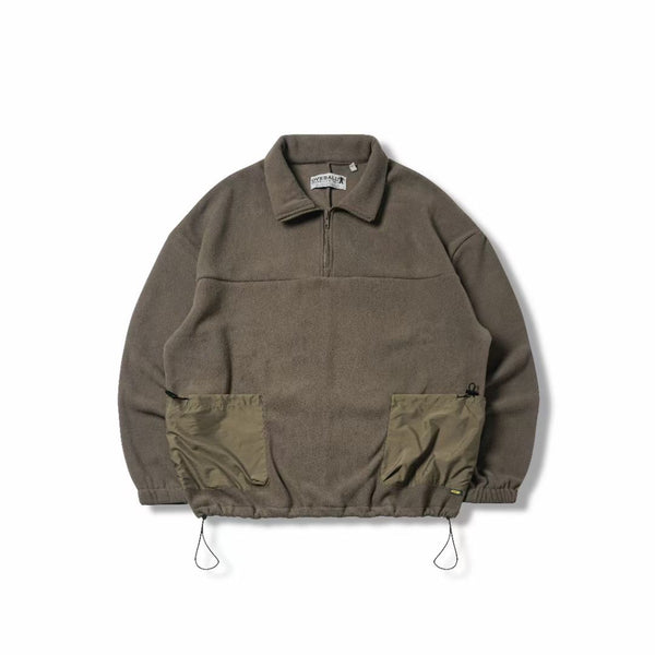 Half-Open Collar Fleece Panel Sweater