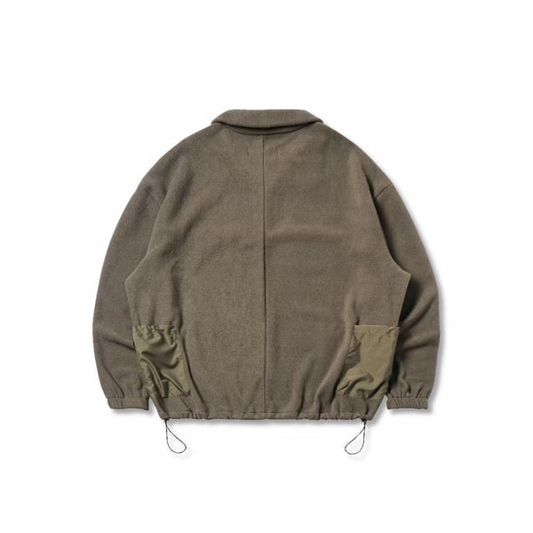 Half-Open Collar Fleece Panel Sweater