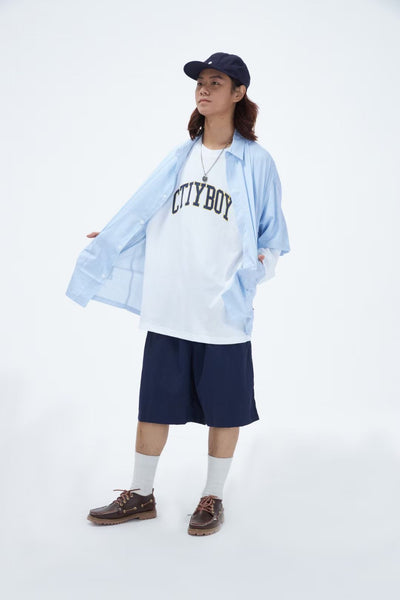 City Boy Print Long Sleeve Tee In White