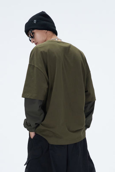 Long Sleeve Layer Tee In Army Green