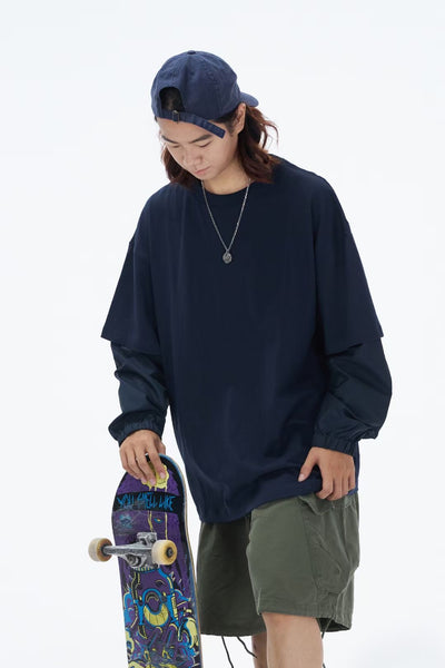 Long Sleeve Layer Tee In Blue