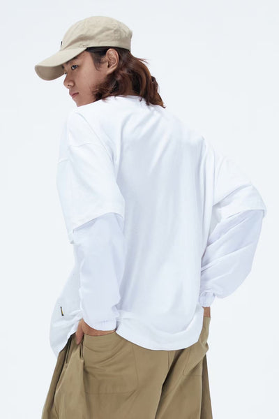 Long Sleeve Layer Tee In White