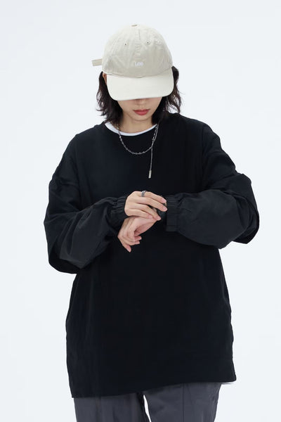 Long Sleeve Layer Tee In Black