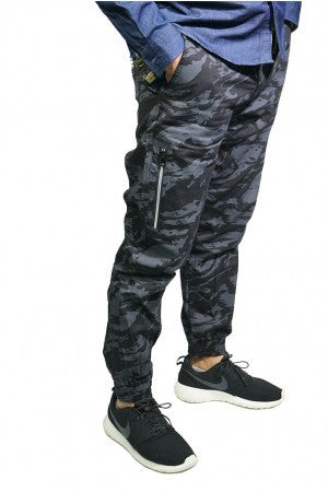 Jogger Pants With 3M Waterproof Zipper In Black Tiger Camo