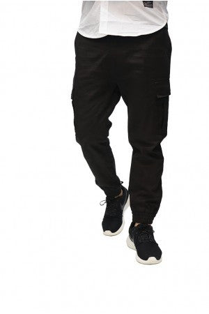 Cargo Jogger Pants With Coating in Black