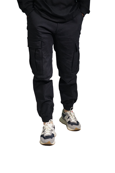 Cargo Jogger Pants With Stretch In Black