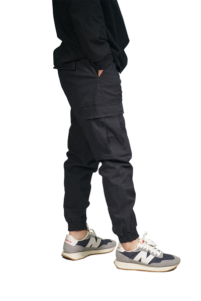 Cargo Jogger Pants With Stretch In Black