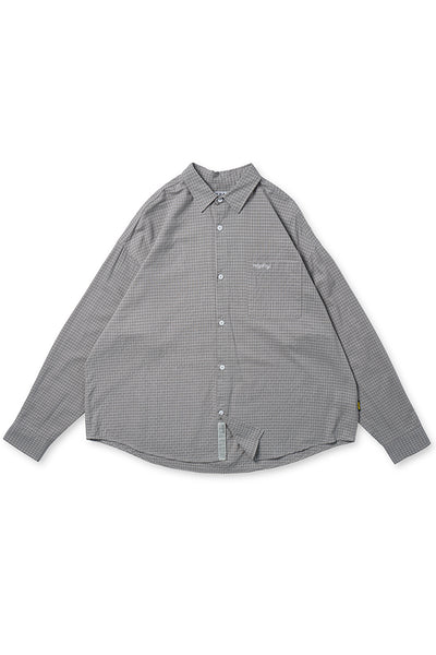 Checkered Worker Shirt With Long-sleeved In Grey
