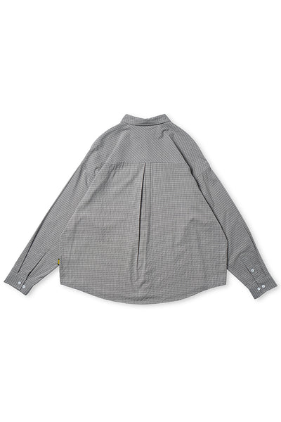 Checkered Worker Shirt With Long-sleeved In Grey