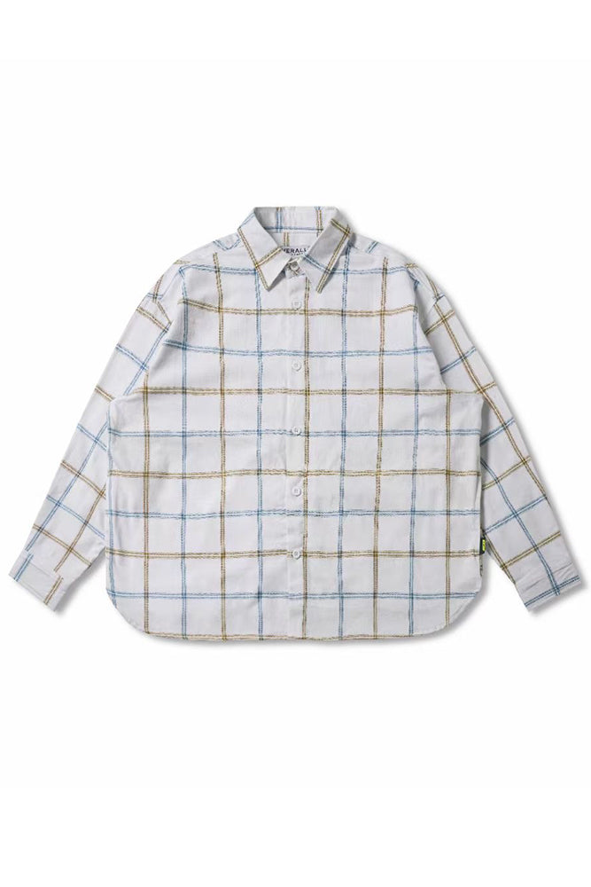 Checkered Loose Shirts In White