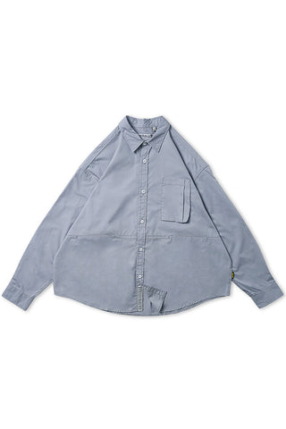 Worker Shirt With Long-sleeved In Light Grey